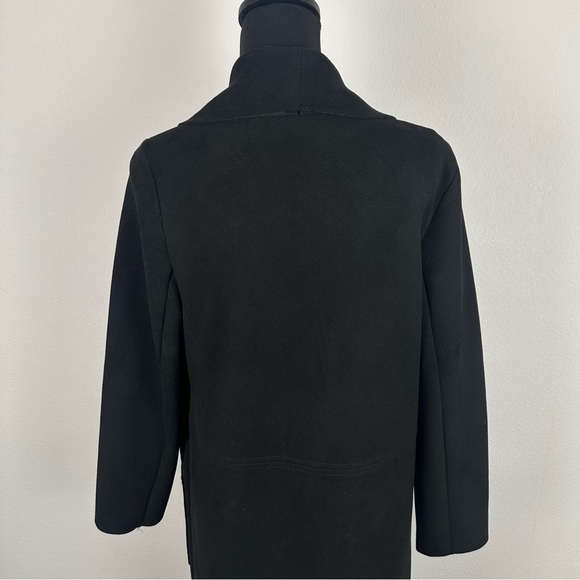 Rielle Open Front Jacket Women Medium Black Faux Suede Stretch Classy Minimalist - Picture 9 of 12